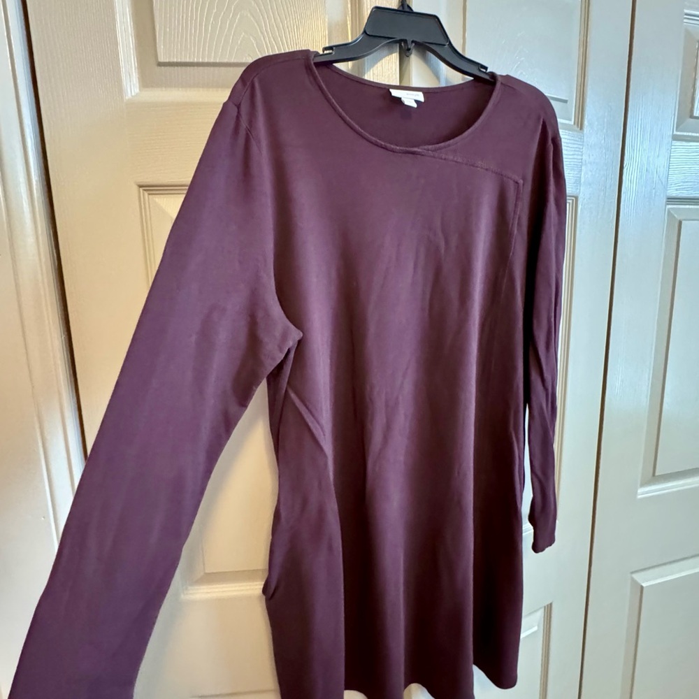 J Jill Pure Jill Plum Color Long Sleeve Pima Cotton Tunic Dress - Picture 3 of 9